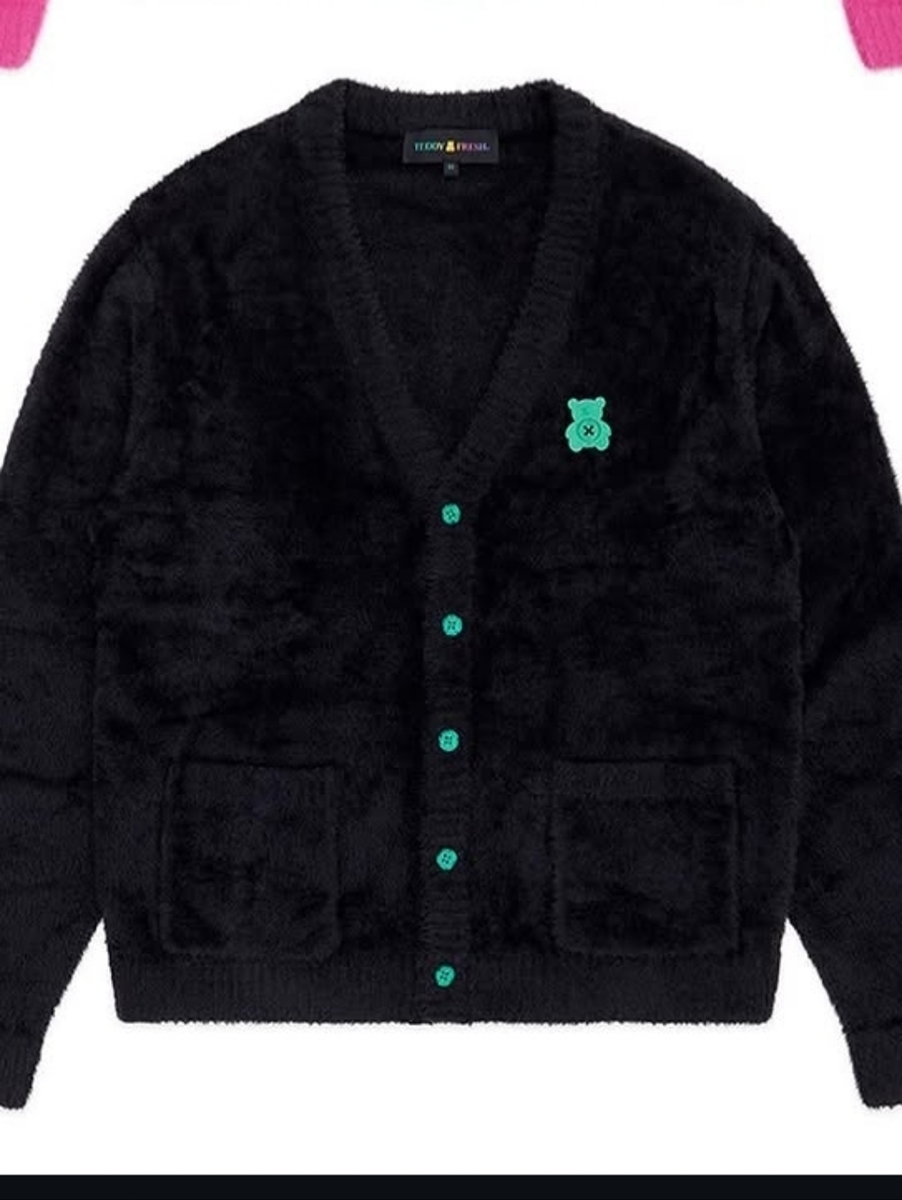 Teddy Fresh Black Teddy Jacket with Teal Bear Accent